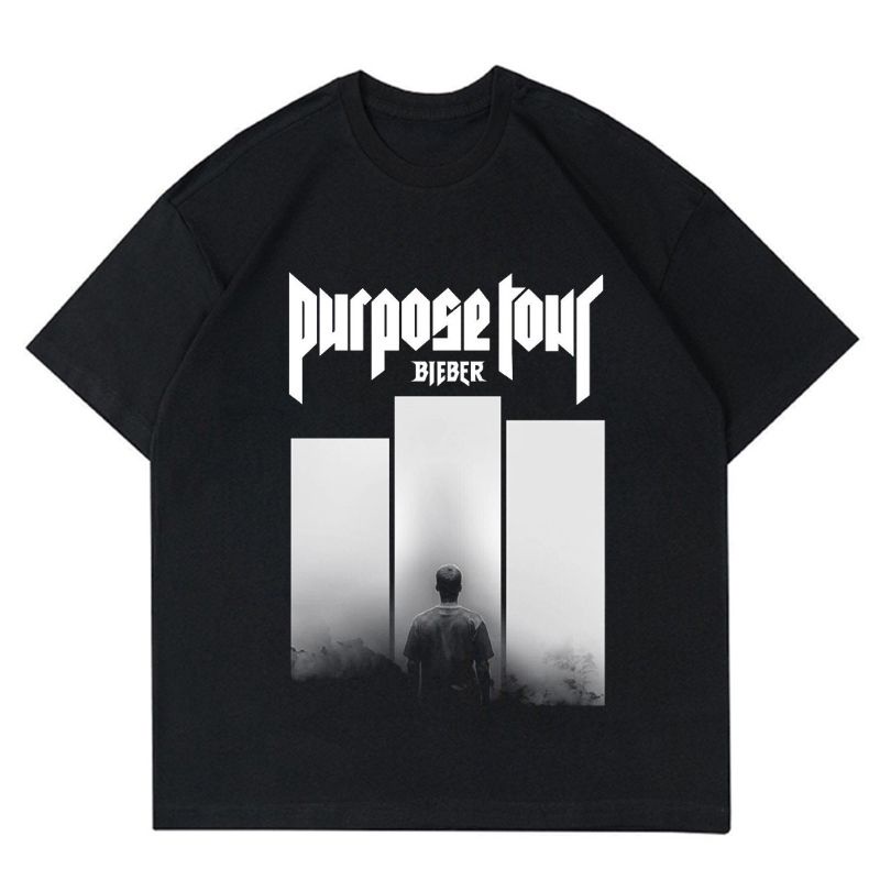 TSHIRT | OVERSIZE | KAOS JUSTIN BIEBER "PURPOSE TOUR" | T-SHIRT JB PURPOSE TOUR | BAJU HITAM JUSTIN 