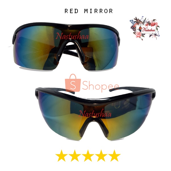 Kacamata Olahraga Model Wraparounds Semi Rimless Kacamata Sporty Lensa Mirror Anti UV Outdoor Unisex