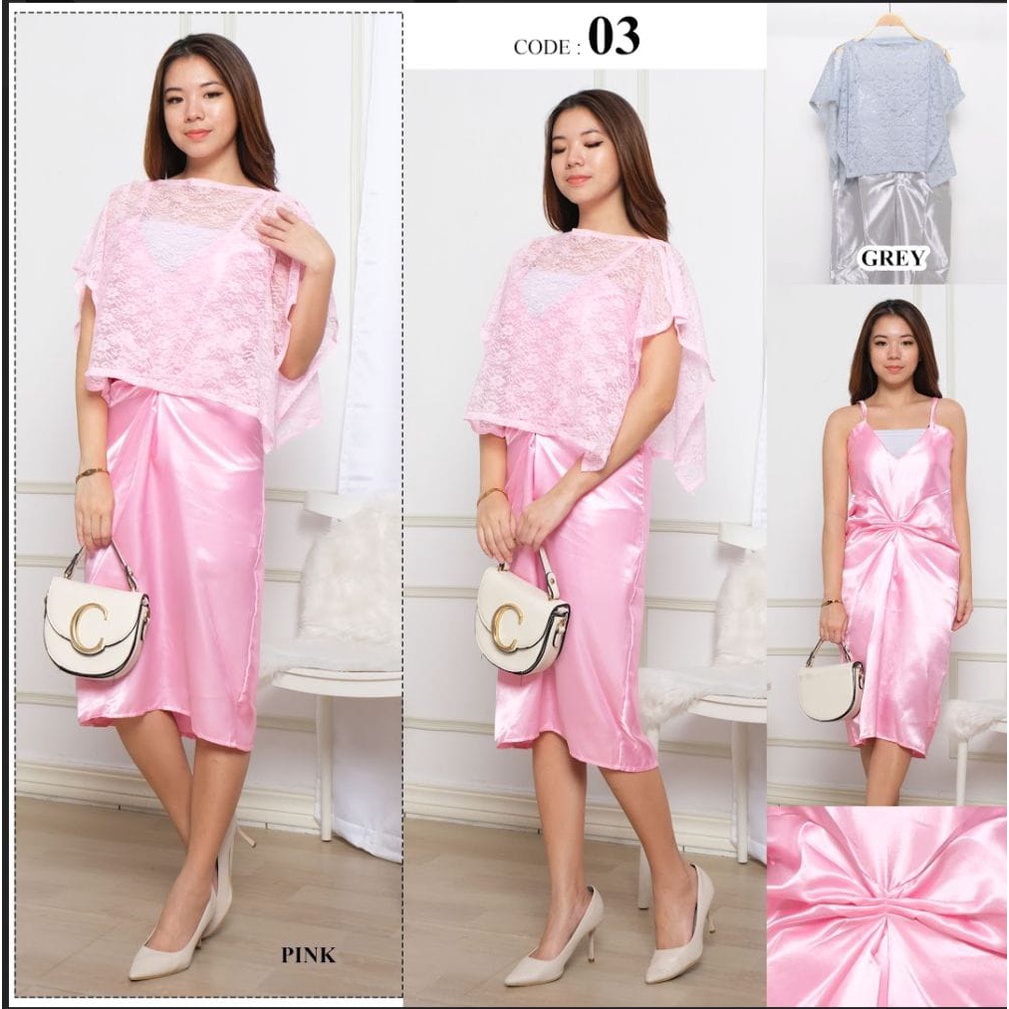 QFS - DRESS WANITA / DRESS BRUKAT / DRESS ZIVA / 2IN1 / OUTER BISA LEPAS / TERBARU/TERLARIS/UKURAN L/BERKUALITAS