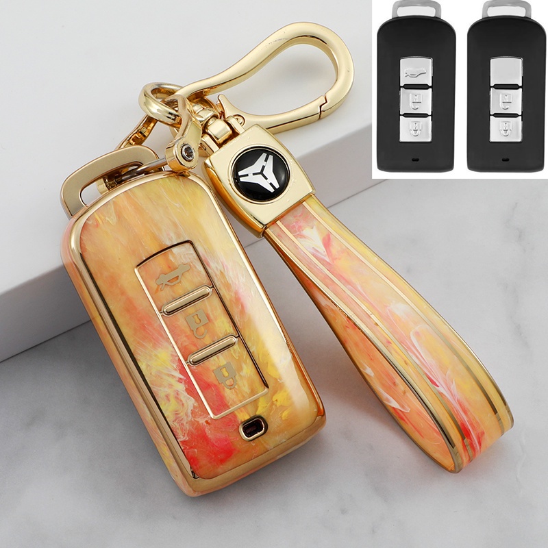 Casing Kunci Mobil Mitsubishi Bahan TPU Chrome