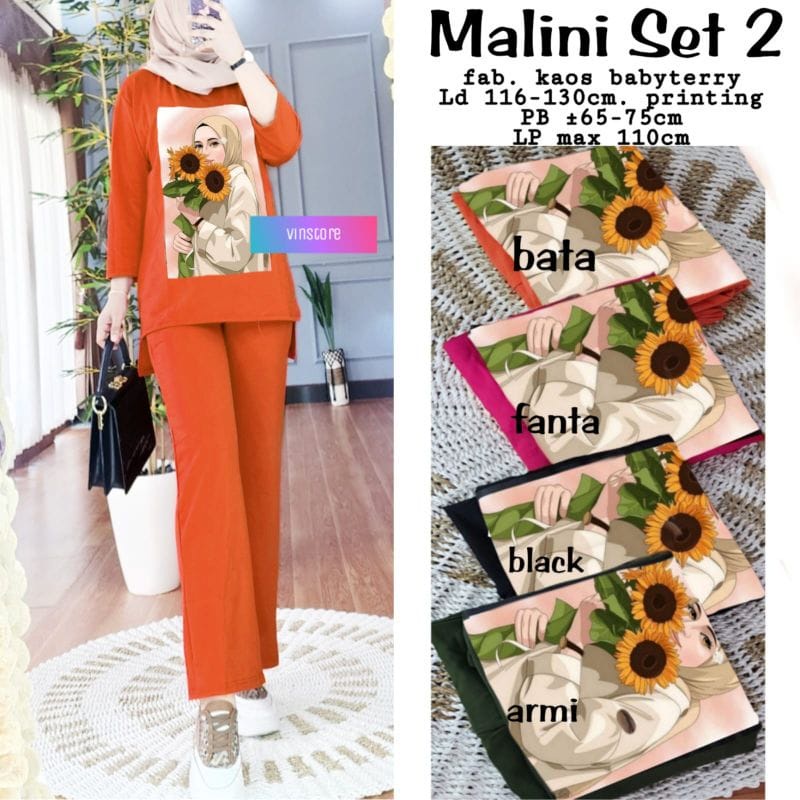 MALINI SET #2 BAHAN CRINKLE AIRFLOW APLIKASI SABLON UKURAN M L XL XXL BAJU ATASAN DAN CELANA BAWAHAN WANITA SET KEKINIAN KOREAN STYLE ONE SET JUMBO HITAM STELAN VIRAL WANITA