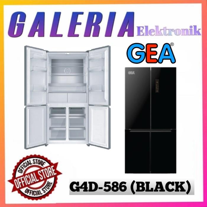 KULKAS SIDE BY SIDE GEA G4D-586 / G4D586 INVERTER 586L BLACK GLASS