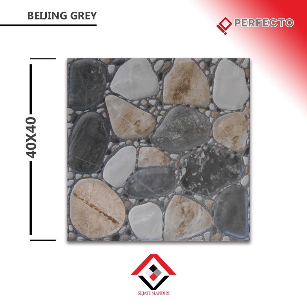 keramik 40x40 - motif batu alam - perfecto beijing grey