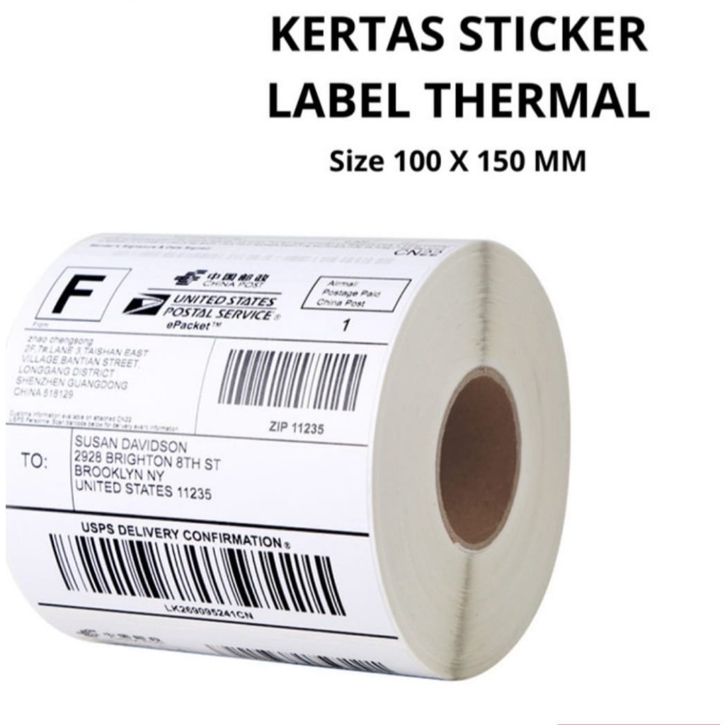 SHENAR,(COD) KERTAS LABEL STIKER THERMAL BARCODE / LABEL STICKER THERMAL 100 x 150 Isi 500pc Thermal Paper Roll / Lipat LEBEL BARCODE Lebih Tebal