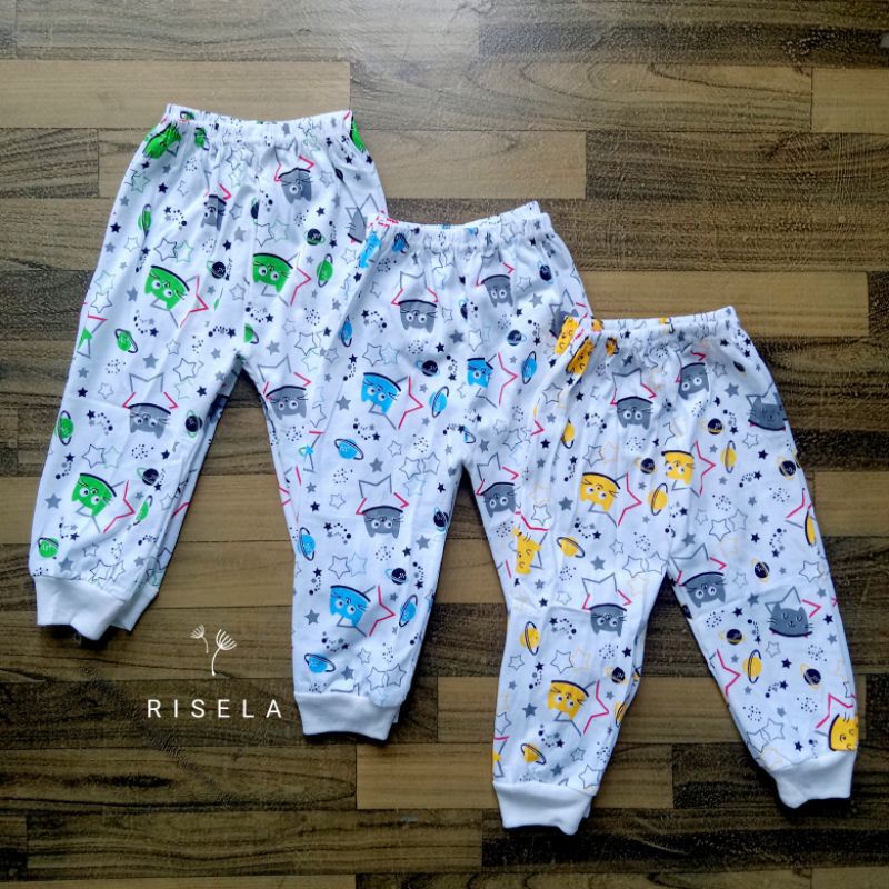 6 PCS CELANA PANJANG BAYI KATUN BERMOTIF/POLOS/USIA 0-2 TAHUN