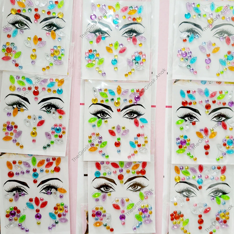 Face Sticker Makeup WARNA RANDOM Manik Wajah Mata Stiker Kristal Diamond