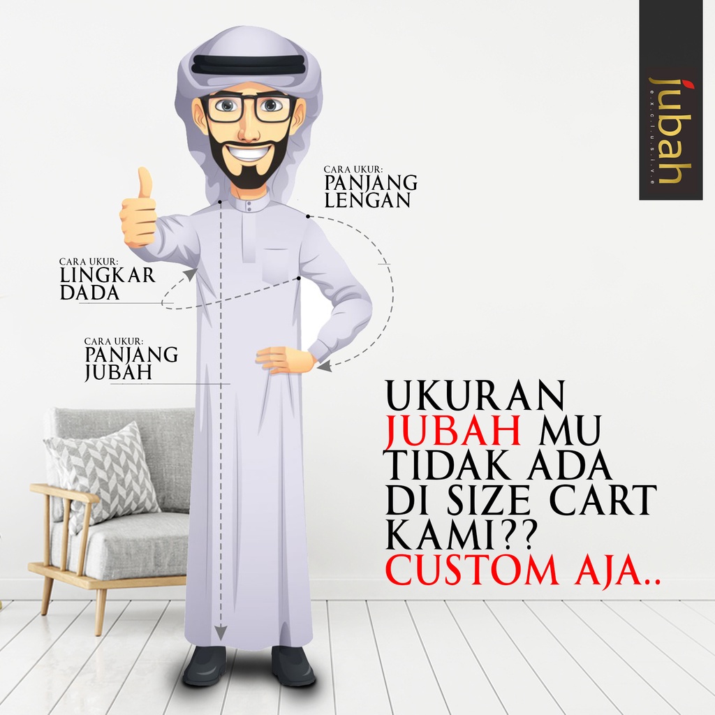 DeJubah - Jubah SUJA (Saudi & Kemeja) Jubah pria gamis dewasa berkerah kemeja dan lengan bermanset-5