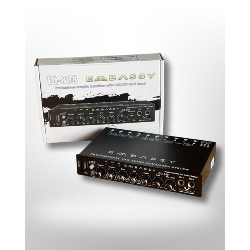 Parametrik preamp Embassy EQ-888 equalizer mobil bluetooth