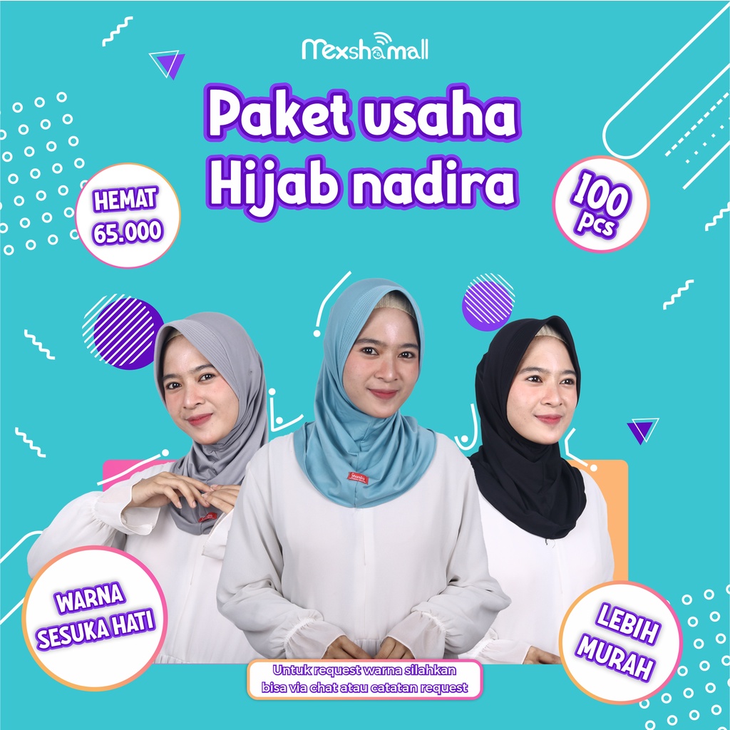 Paket Usaha Jilbab Instan Nadira Sport Hijab Sporty Olahraga Jersey Premium Shamira 100 Pcs