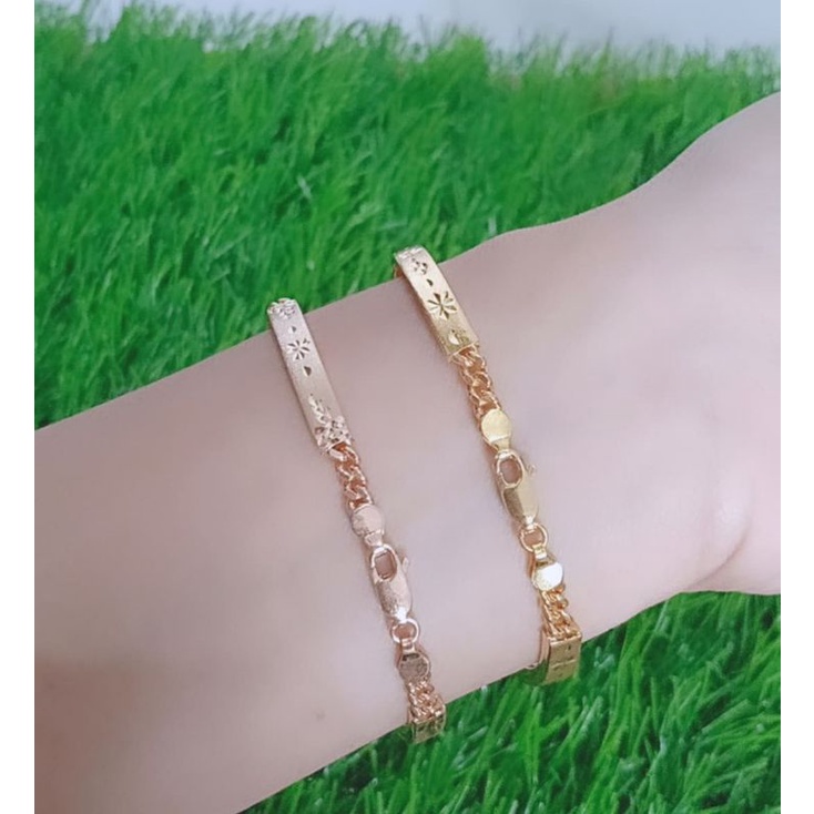 Gelang rantai penang ukir 4×/ gelang perak asli silver 925 lapis emas/ gelang fashion wanita terbaru