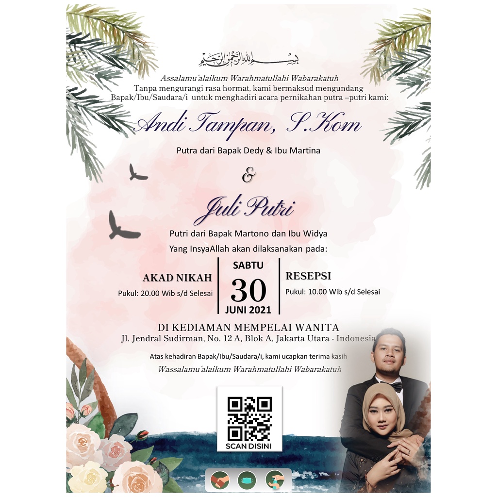 Undangan JPG Digital Pernikahan / Wedding Invitation / Invitation Center  Kode X6JPG