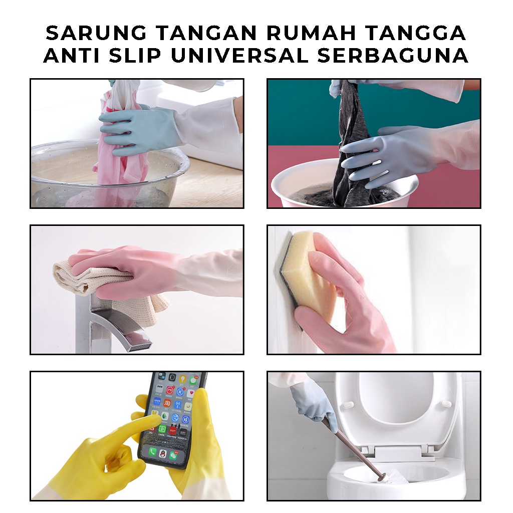 Sarung Tangan Cuci Piring Rubber Gloves Serbaguna Kaos Tangan Anti Air Karet Silikon Penutup Pelindung Tangan saat Cuci Baju Masak Berkebun aman anti kotor| GROSIRXPRESS