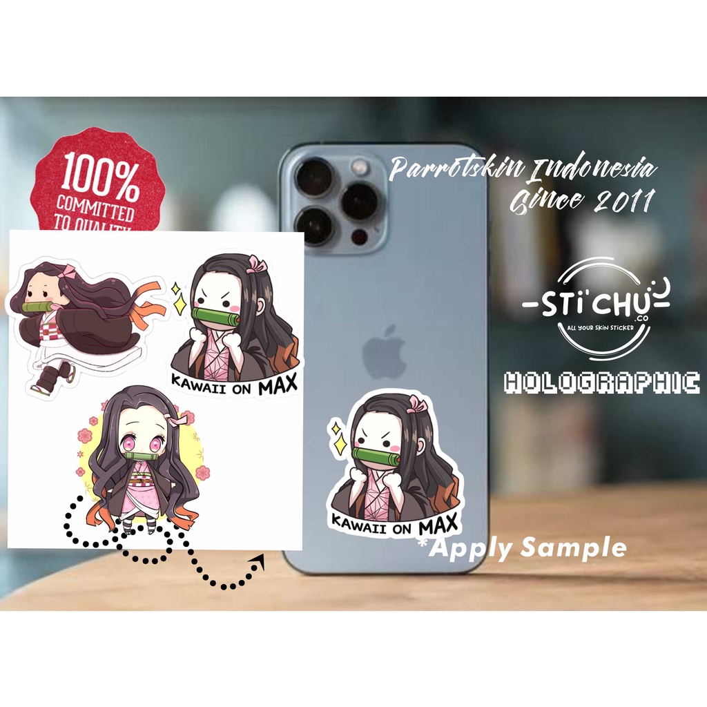 Stiker Sticker hologram Anime KAWAI NEZUKO untuk Hp Laptop Helm botol dll