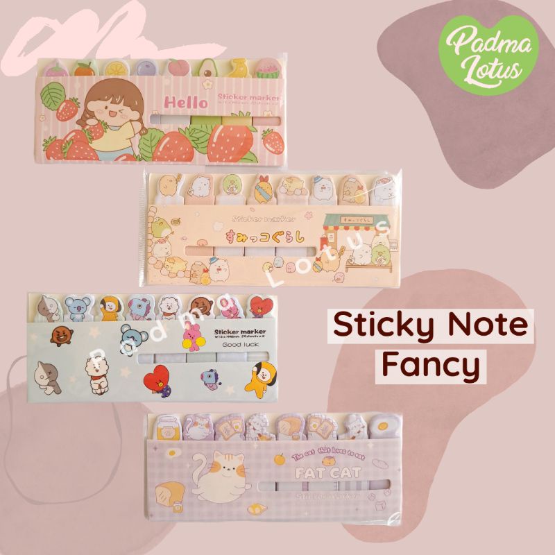 Sticky Note stick marker Memo bts fruit cat animal