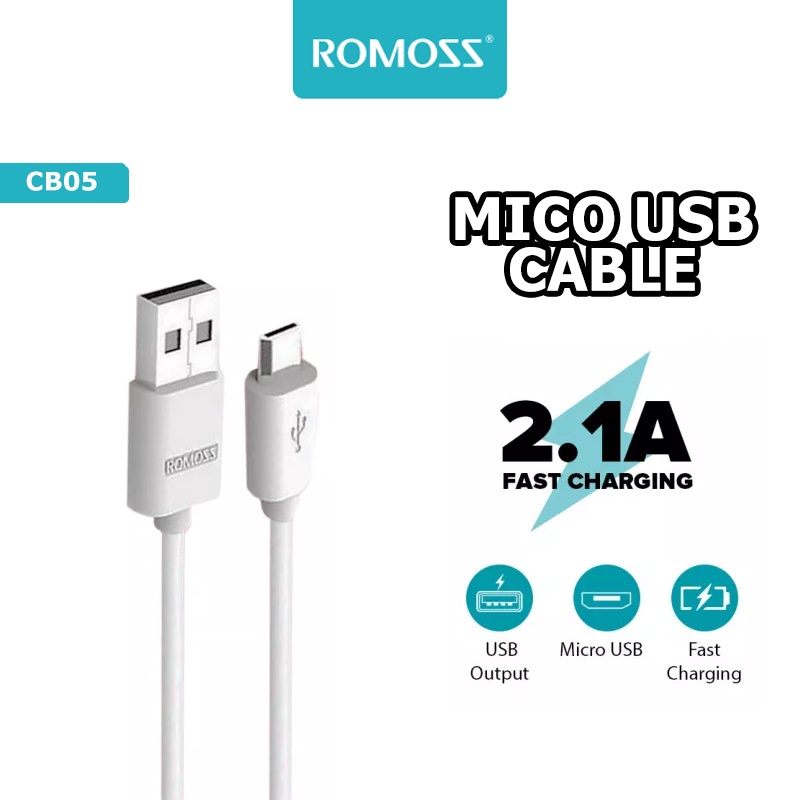 Romoss CB05 Kabel Data 1M Micro USB Cable 2.1A Fast Charge Data Cable