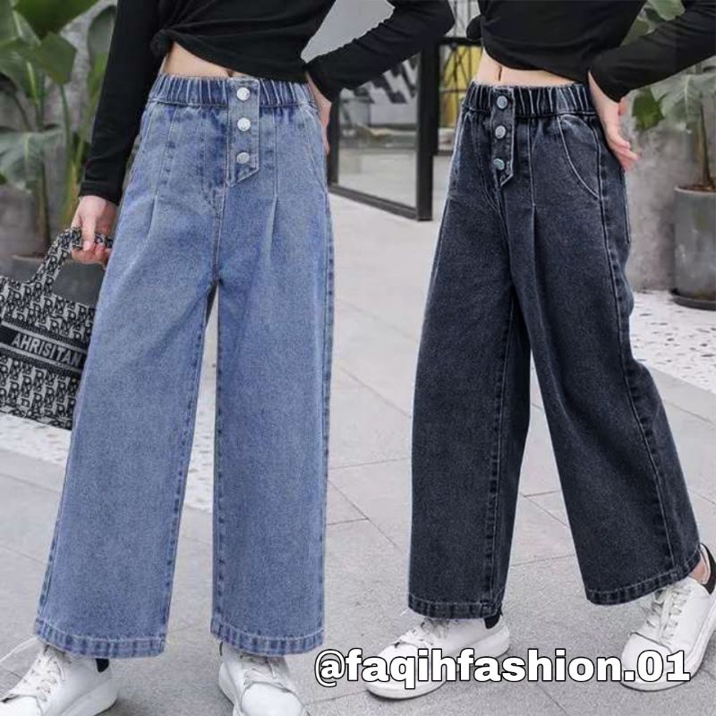 Celana Jeans Anak Kids Denim Palazzo Girls Kulot Anak Remaja Perempuan Usia 6-15 Tahun + dewasa