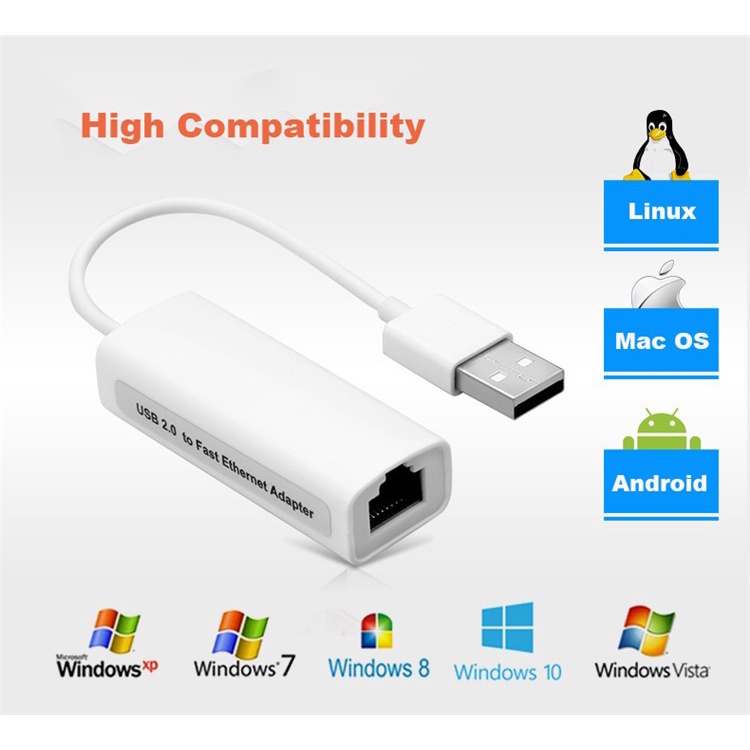 USB 2.0 FAST ETHERNET ADAPTER SR9900 TYPE-C to LAN