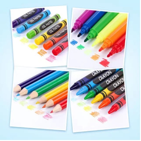 Crayon Anak 208 pcs Set Alat Menggambar Melukis Anak-anak Crayon Cat Air Pensil