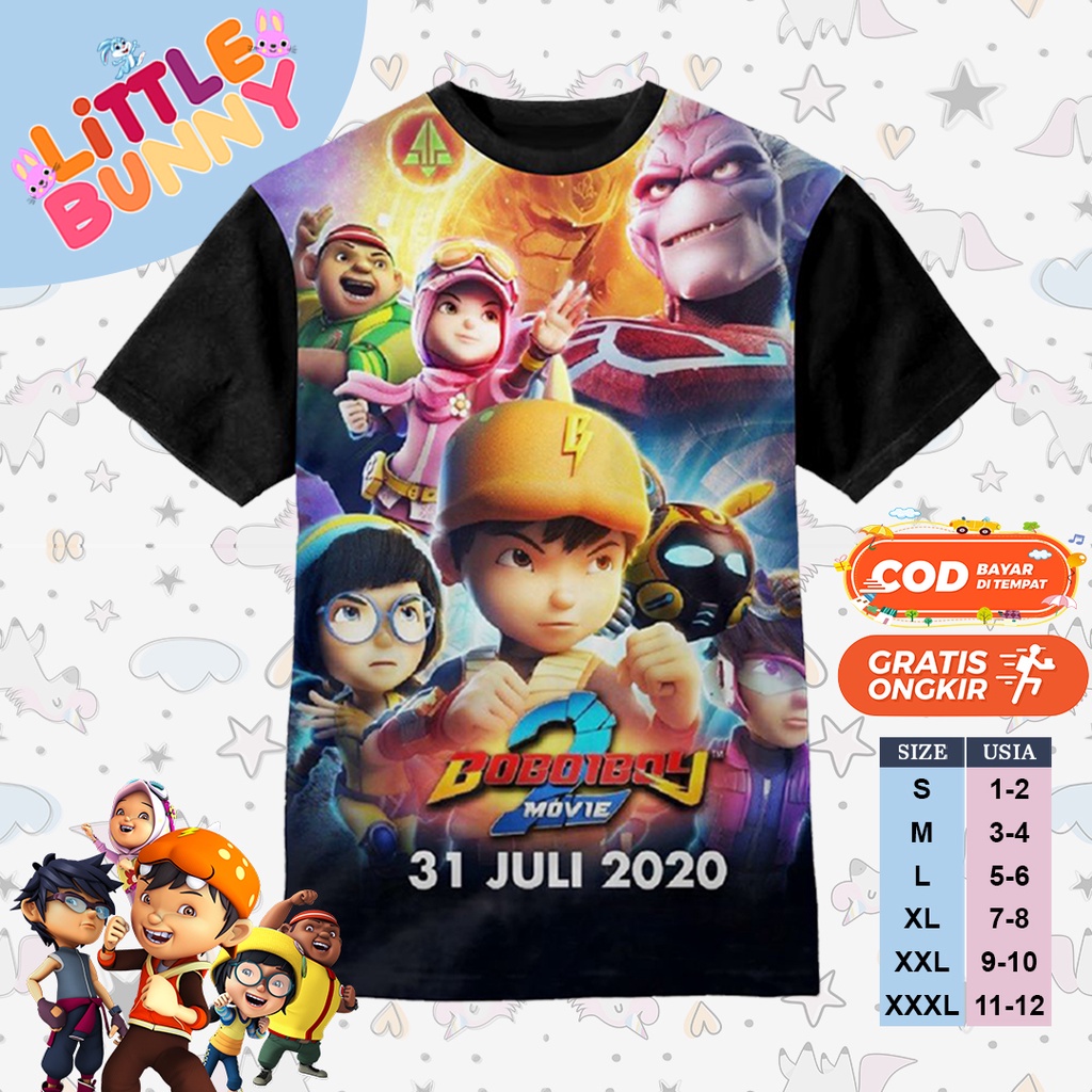 KAOS ANAK KARTUN 3D BOBOIBOY THE MOVIE 2 BAJU KAOS ANAK BOBOIBOY - LITTLE BUNNY
