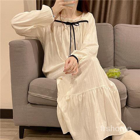 [COD]Baju Tidur Wanita Panjang Musim Semi musim piyama wanita Gugur dan Musim Dingin 2022 Ikatan Simpul Baru Manis Piya