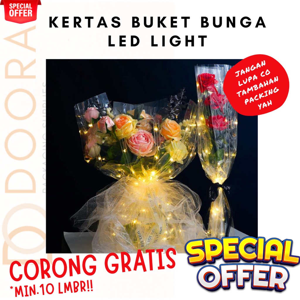 

[Doora] Kertas Cellophane Buket Bunga LED Light