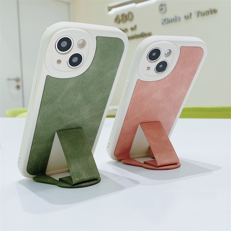 Soft Case Bahan Kulit TPU Anti Sidik Jari Dengan Bracket Magnetik Untuk IPhone 14 13 12 Pro Max I11