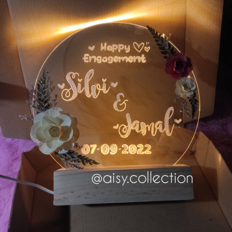 Gift Box Custom Akrilik Lettering with Tatakan Lampu | Acrylic Custom | Lampu Tidur Custom | Kado Ul