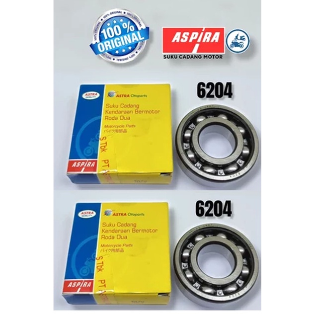 2 BIJI LAHER LAKER BEARING KRUK AS V80 V 80 6204 6204 ORIGINAL ASPIRA