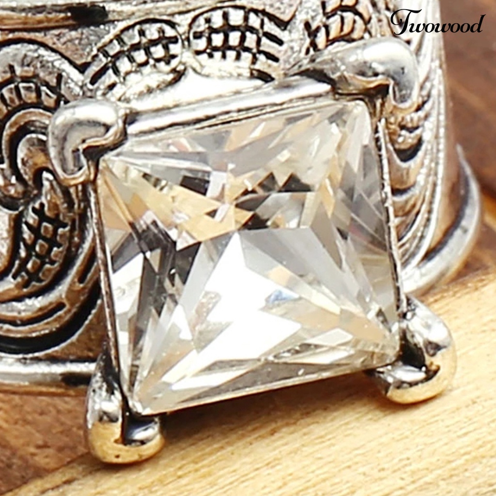 Cincin Jari Bahan Cubic Zirconia Gaya Vintage Untuk Unisex