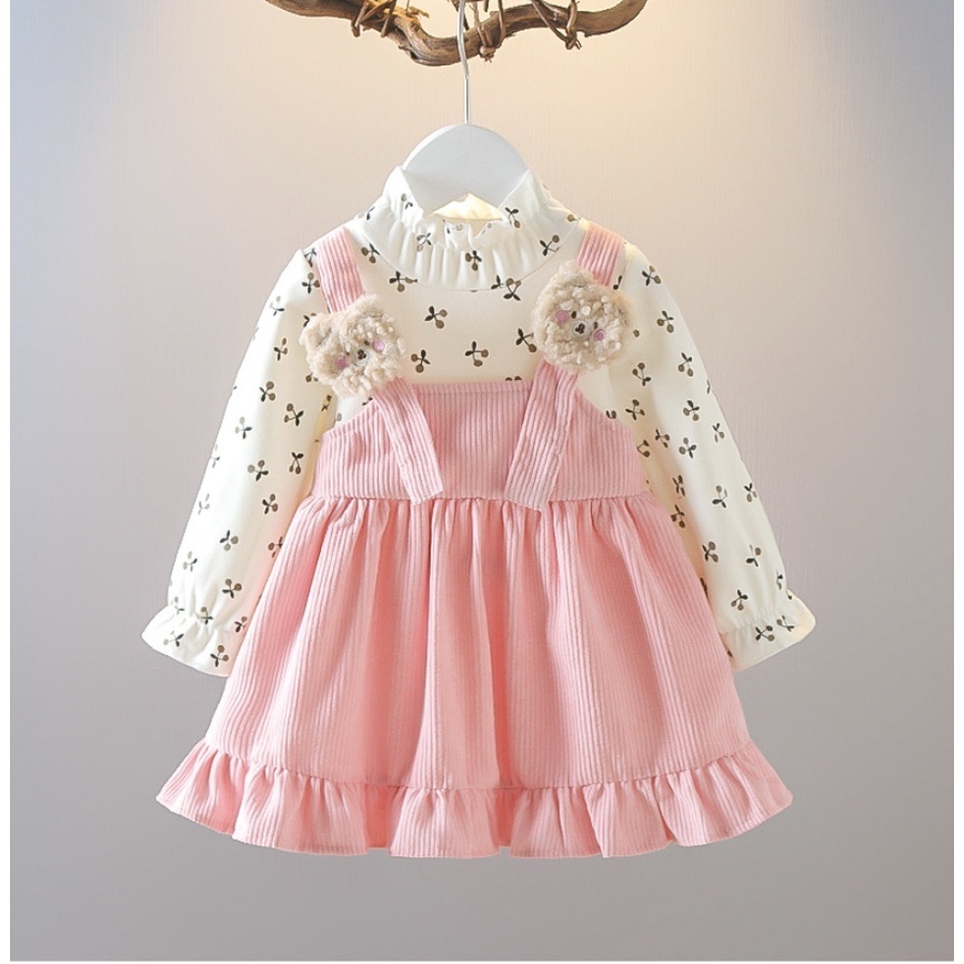 PROMO 10.10 HappyOliver DRESS BEAR COURDORAY EBV Baju Dress Anak Perempuan Import/Dress bayi perempuan/Gaun bayi perempuan