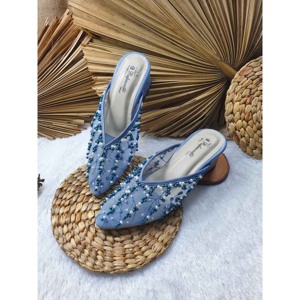 sepatu wanita Yesika wedding iceblue 5cm tahu