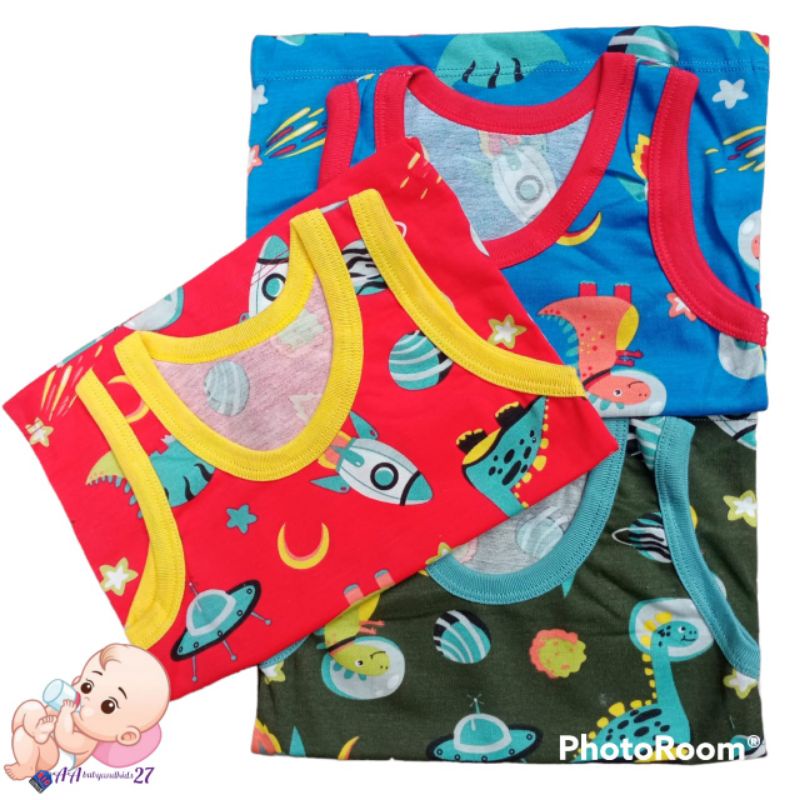 Agree 3PC Kaos Bayi Lengan Kutung Full Print Dasar warna Ukuran S M L XL SNI Premium Quality