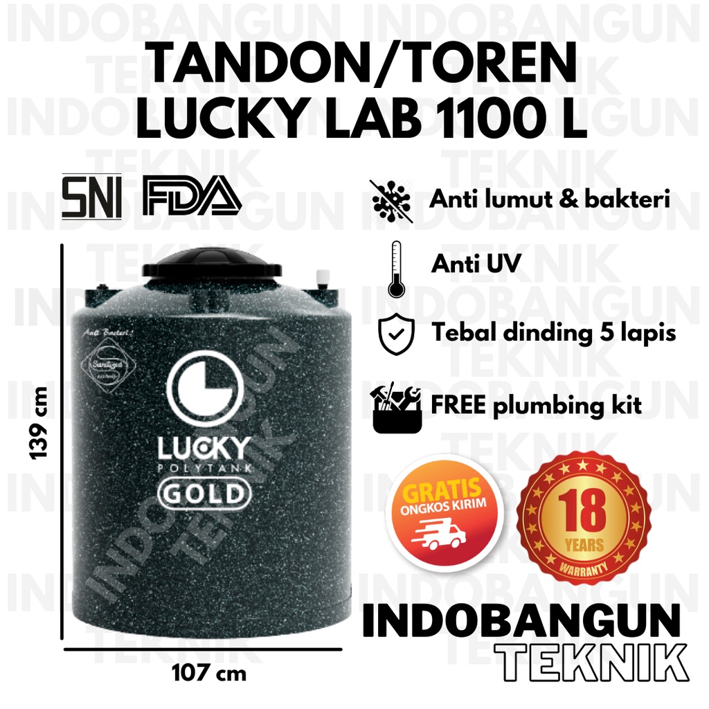 Tandon Toren Tangki Air Lucky Gold 1000 Liter 1100 Liter Harga Murah Anti Bakteri Garansi 18 Tahun A