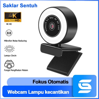Webcam Stream Full HD 2K 4K QHD dengan Ring Light Built-in Noise Reduction Microphone USB Kamera PC webcast Live Video Call Vlogging Web cam