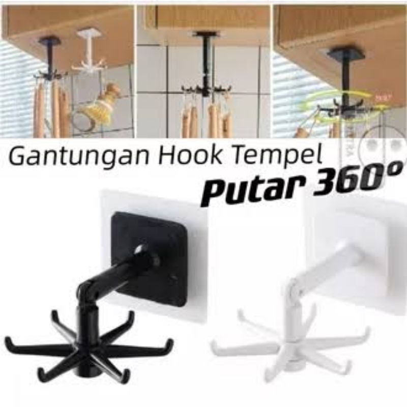 MH80GANTUNGAN HOOK PUTAR 6 KAIT 360 DERAJAT SERBAGUNA KITCHEN HOLDER ORGANIZER WALL RACK/GANTUNGAN TEMPEL DINDING MULTIFUNGSI/GANTUNGAN SERBAGUNA