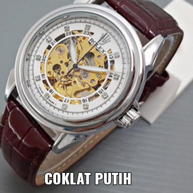 바 JAM TANGAN PRIA ROLEX SKELETON DIAMOND KULIT AUTOMATIC ROLEX AUTOMATIC TALI 226 Recomend