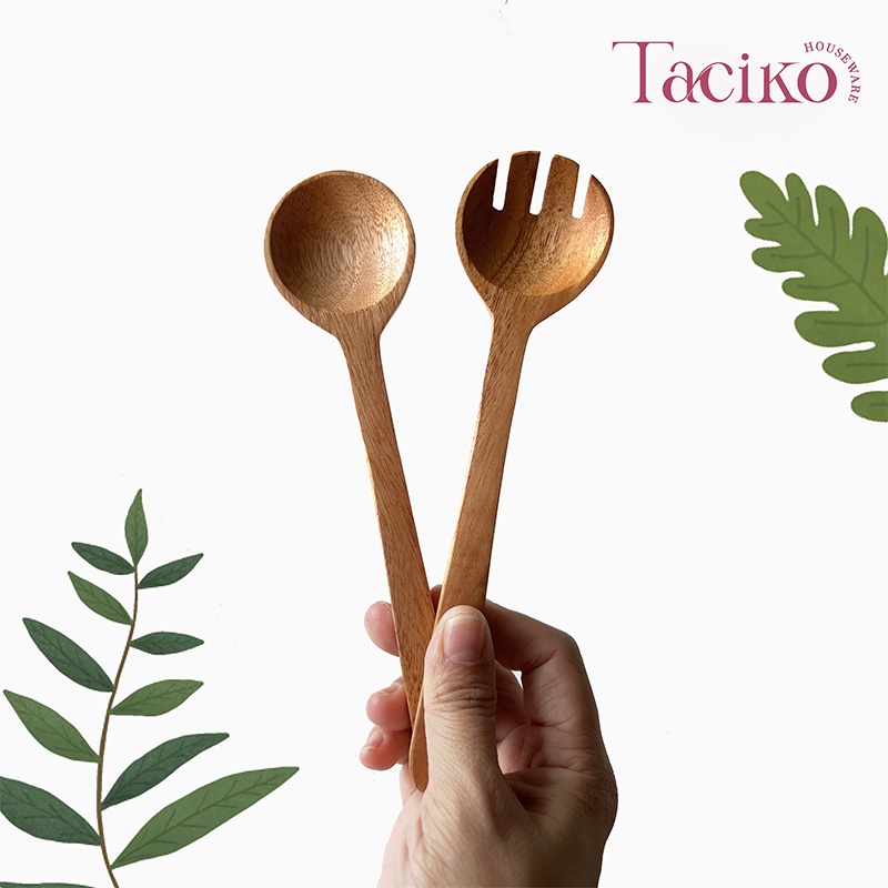 Ktmstore Garpu makan Kayu Bulat Natural spoon Wooden Cutlery Taciko TCK-102