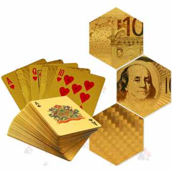 Kartu Remi Poker Lapisan Gold Foil Motif Dollar  - Golden