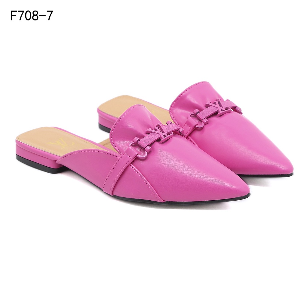 Logo Pointed Toe Mules F708-7