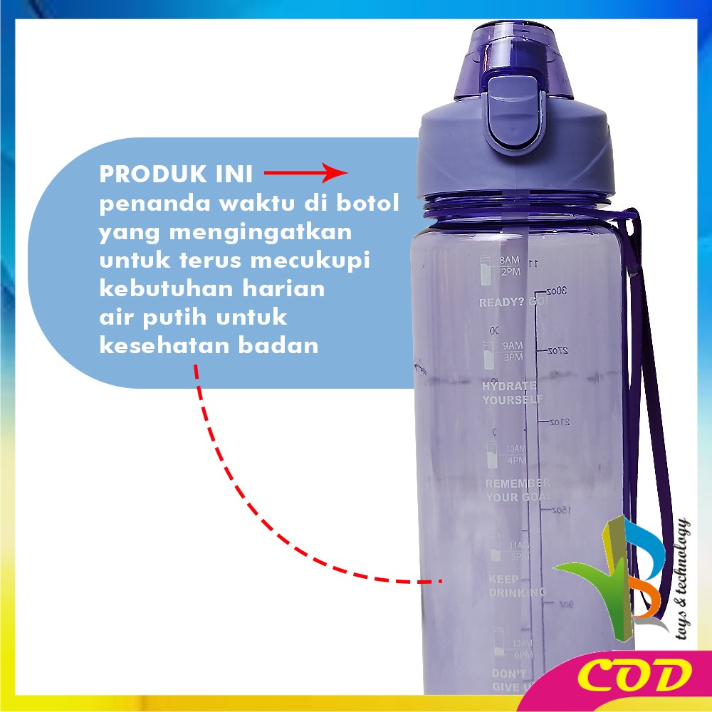 RB-C580 C588 Bottle Botol Minum Tumblr Air 1 Liter / Botol Motivasi dengan Tutup Flip / Botol MinumTumbler Olahraga Botol Air