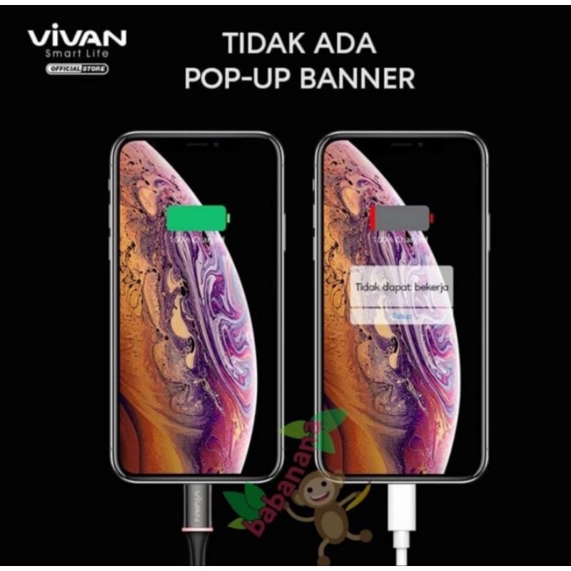 Vivan Kabel USB to Lightning Iphone 2.4A LED Quick Charge VDL100 100cm