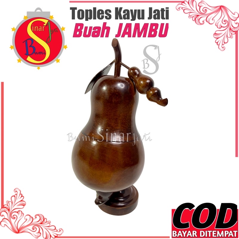 Toples Kayu Jati Bentuk Buah Jambu - Toples Kayu Jati - Toples Tempat Permen - Toples Tempat Kue Ker