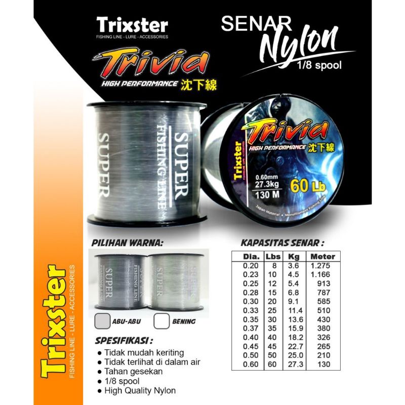 Senar Pancing Trixster Trivia 200-500m Anti Keriting Nylon