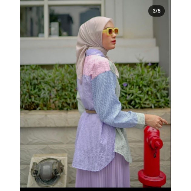 Gingham Top Purple iymelsayshijab.id