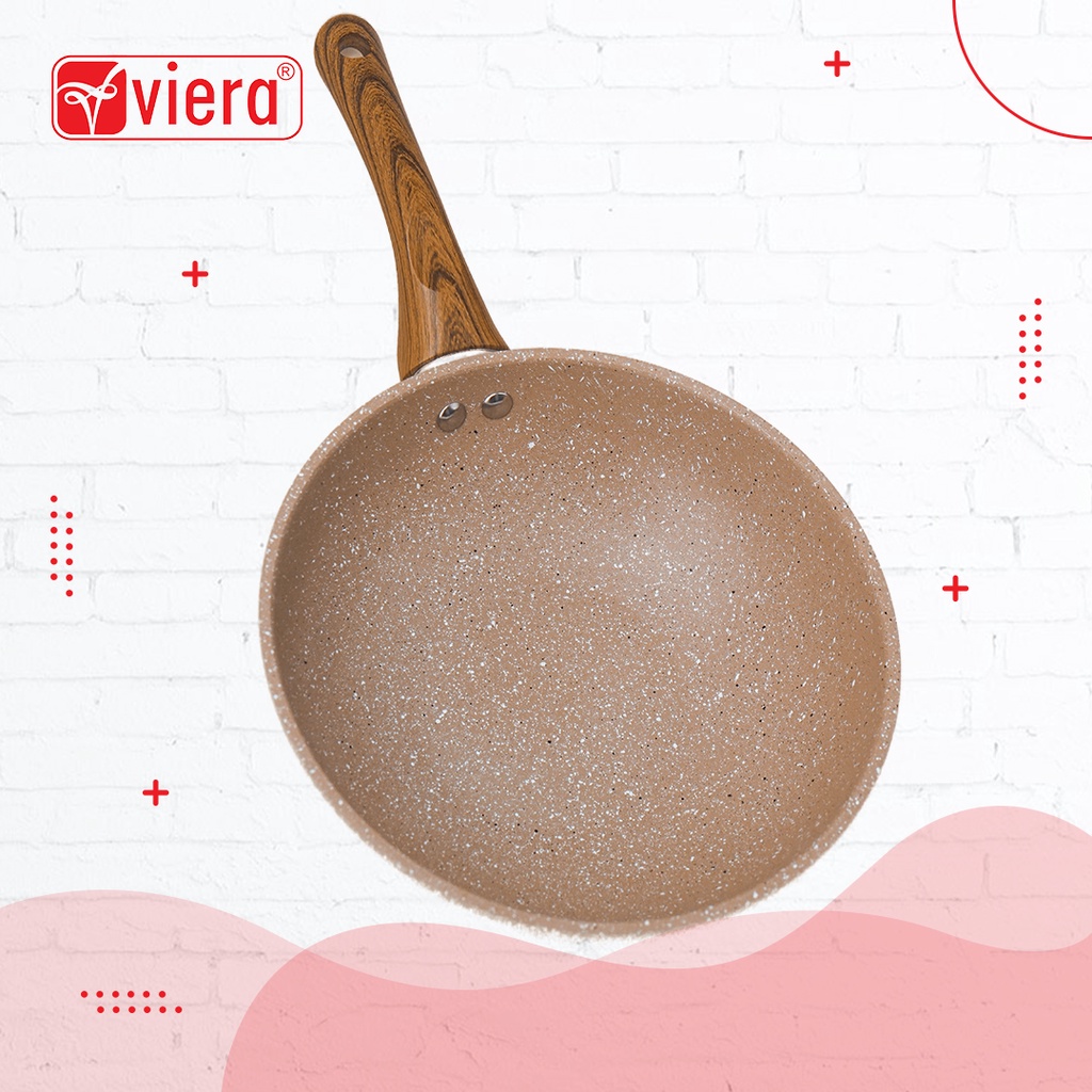 Viera - Marble Coating Deep Frypan Non Stick Wajan Panci Penggorengan Fry Pan Anti Lengket 22 cm