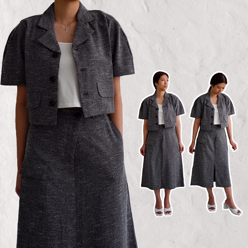 [ 213th ] Naomi Tweed Set: Top + Skirt