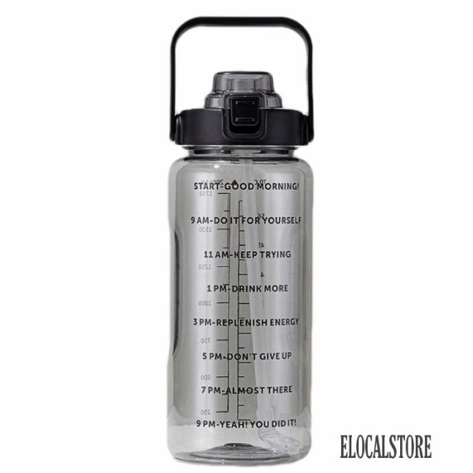Botol Minum 2 Liter/Botol Bening Motivasi 2L/Botol Minum Viral Korea