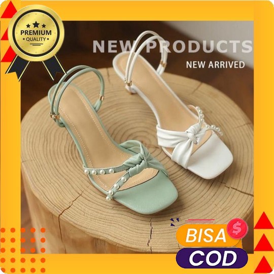 Sandal Heels Wanita Kaesha / Hak Kaca 3Cm Sandal Heels Wanita Pesta Natal Hak Lancip Terbaru Import 