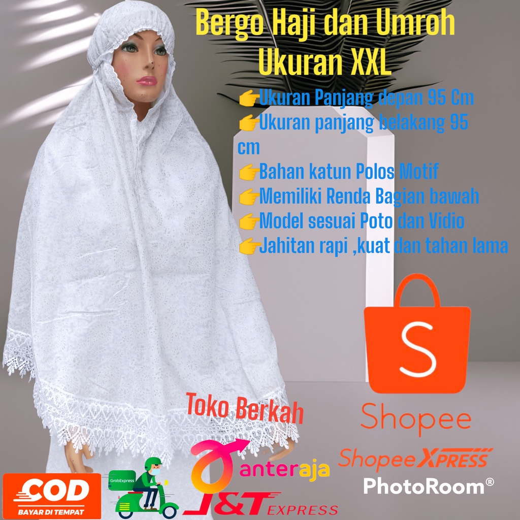 bergo katun renda polos haji dan umroh