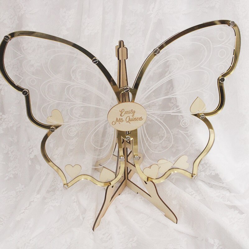 Custom Frame Hati Kupu Kupu Guest book Heart Wedding Butterfly Sign Love Acrylic Kartu Ucapan